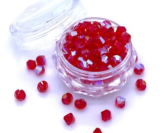 Light Siam Shimmer (227 SHIM) red Genuine Swarovski 5328 XILION Crystal Bicone Beads 4mm jewelry making *No Tariffs to US *With Storage Case
