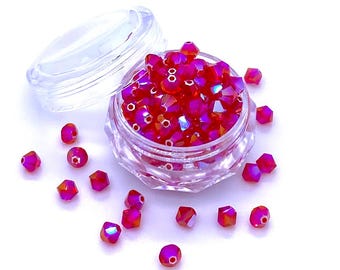 Light Siam Shimmer 2x (227 SHIM2) red Genuine Swarovski 5328 XILION Crystal Bicone Beads jewelry making *No Tariffs to US *With Storage Case