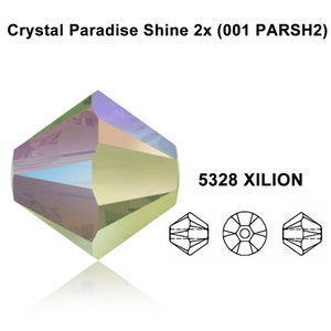 Crystal Paradise Shine 2x (001 PARSH2) Genuine Swarovski 5328 XILION Crystal Bicone Beads 4mm jewelry making * No Tariffs to US