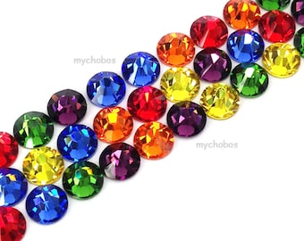 144 pcs Swarovski 2058/2088 crystal flatbacks rhinestones RAINBOW Colors Mix ss5 , ss7 , ss9 , ss12 , ss16 , ss20 , ss30 No Tariffs to US