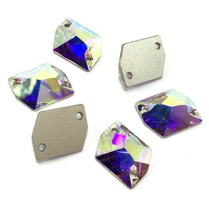 Crystal AB (001 AB) Swarovski 3265 Cosmic Shaped Sew-on Stones Two Holes Flatbacks Rhinestones * All Sizes * No Tariffs to US