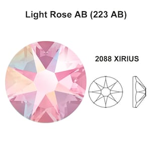 Light Rose AB (223 ab) Swarovski 2088 XIRIUS 16ss Crystal Flatback No-Hotfix Rhinestones Nail Art pink 4mm ss16 ** No Tariffs to US