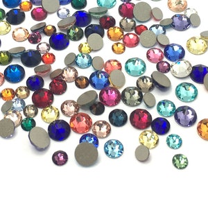 144 Mixed Sizes ss12 ss16 ss20 3mm 4mm 5mm Swarovski 2088 Crystal Flatback rhinestones No-Hotfix nail art * Pick Color * No Tariffs to US