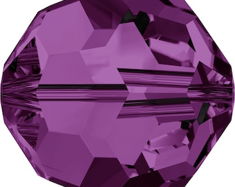 May include: A single, faceted, round, purple glass bead. The bead has a high shine and is perfect for jewelry making.