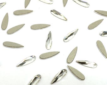 12 pcs - Swarovski 2304 Raindrop Flatbacks No-Hotfix 6x1.7mm nail art rhinestones clear CRYSTAL (001) * No Tariffs to US