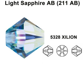 Saphir clair AB (211 ab) bleu Perles toupies en cristal Swarovski 5328 XILION véritables fabrication de bijoux * Toutes les tailles * Pas de tarifs vers les États-Unis