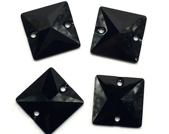 4 pcs Jet (280) black Swarovski 3240 Square Shaped 16mm Sew-on Stones Two Holes Crystal Flatbacks Rhinestones ** Free Shipping to US