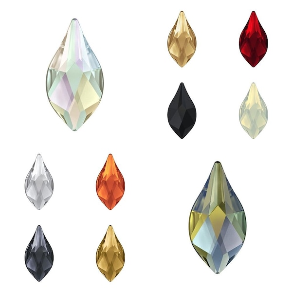 Kryształki Swarovski 2205 Flame Shape Crystal Flatbacks, zdobienia paznokci bez konieczności mocowania na gorąco * Brak opłat celnych w USA * Wybierz rozmiar i kolor