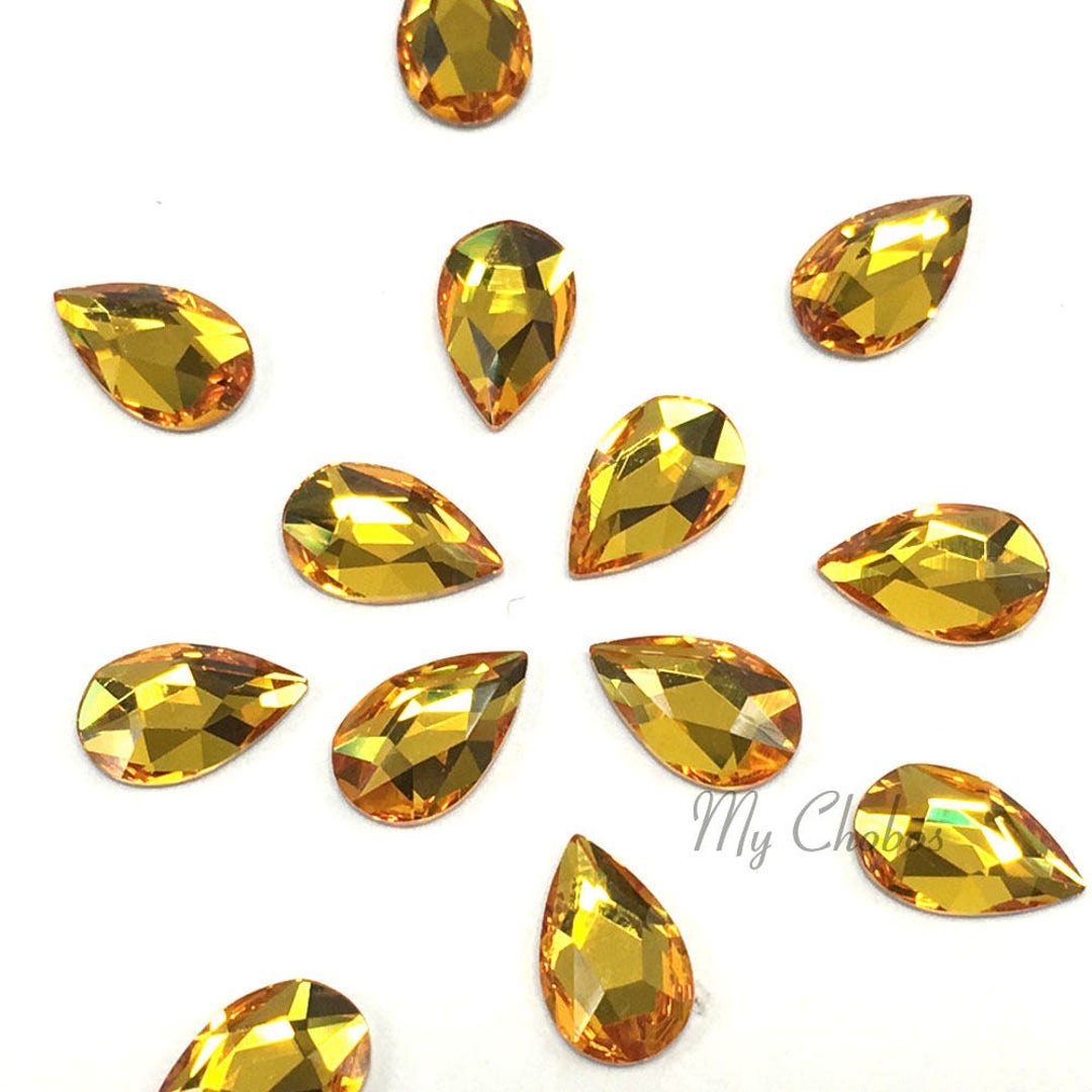 4個 - スワロフスキー 2303 ペアドロップ クリスタル フラットバック