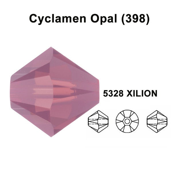 Cyclamen Opal (398) violett lila Original Swarovski 5328 XILION Bicone Perlen Schmuckherstellung * Alle Größen kostenloser Versand nach US