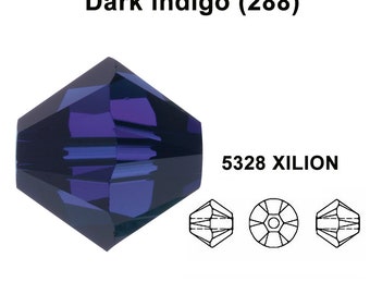 Dark Indigo (288) blue Genuine Swarovski 5328 XILION Crystal Bicone Beads jewelry making * All Sizes * No Tariffs to US