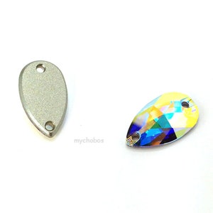 Crystal AB (001 AB) Swarovski 3230 Drop Pear Shaped Sew-on Stones Two Holes Flatbacks Rhinestones * All Sizes * No Tariffs to US