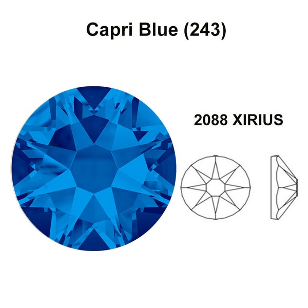 Capri Blue (243) Swarovski 2088 XIRIUS 30ss Crystal Flatback No-Hotfix Strass Nail Art 6.4mm ss30 ** Livraison gratuite aux États-Unis