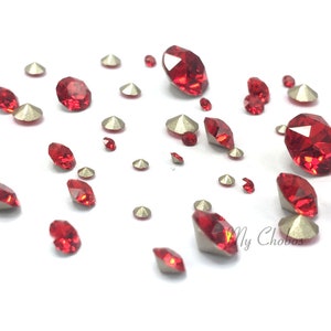 72 Swarovski 1088 XIRIUS Chaton Crystal Piedras de imitación con parte posterior en punta LIGHT SIAM (227) rojo surtido Tamaños PP14-SS39 (2 mm a 8 mm)