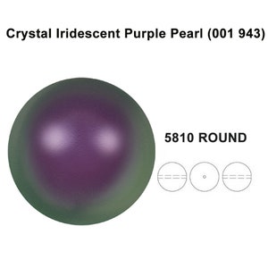 Crystal Iridescent Purple (001 943) Genuine Swarovski 5810 Pearls Round Beads jewelry making * All Sizes * No Tariffs to US