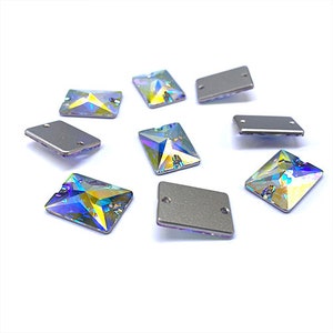 4 pcs - Crystal AB (001 AB) Swarovski 3250 Rectangle Shaped 18x13mm Sew-on Stones Two Holes Flatbacks Rhinestones ** No Tariffs to US