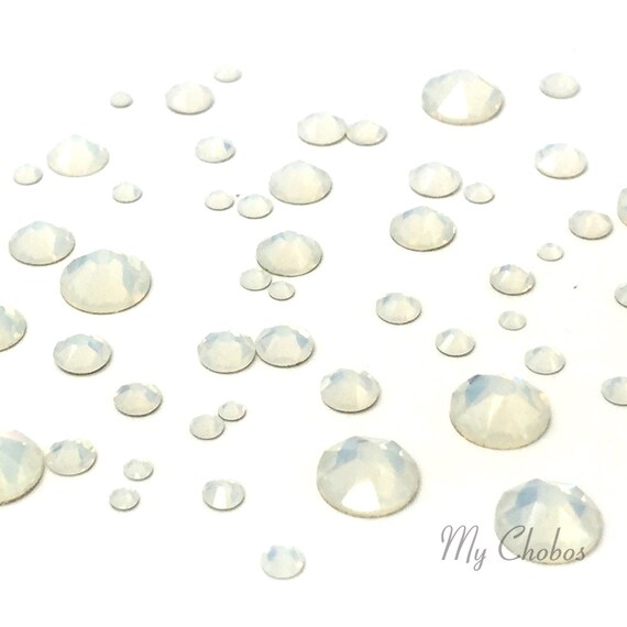 White Opal (234) 144 Pcs Swarovski 2058/2088 Crystal Flatbacks Rhinestones Nail Art Mixed with Sizes SS5, ss7, ss9, SS12, SS16, SS20, SS30