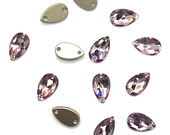 6 pcs Light Amethyst (212) Swarovski 3230 Drop Pear Shaped 12x7mm Crystal Sew-on Stones Two Holes Flatbacks Rhinestones purple violet