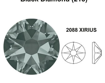 Black Diamond (215) Swarovski 2088 XIRIUS 16ss Crystal Flatback No-Hotfix Rhinestones Nail Art 4mm ss16 ** Free Shipping to US