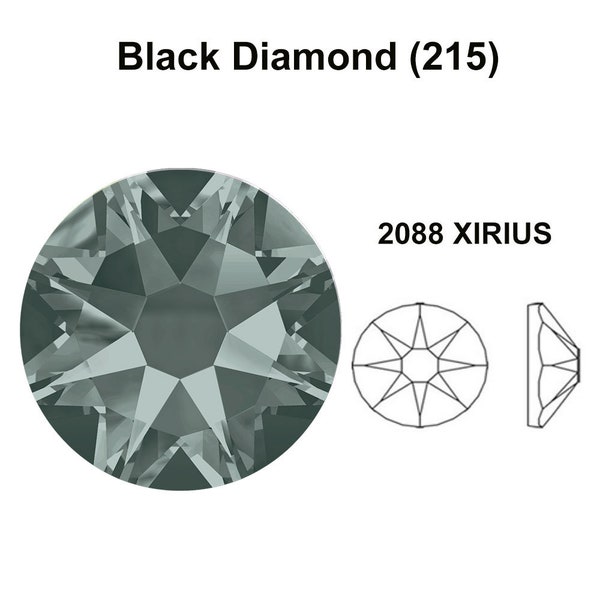 Black Diamond (215) Swarovski 2088 XIRIUS 16ss Crystal Flatback No-Hotfix Rhinestones Nail Art 4mm ss16 ** Free Shipping to US