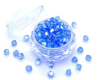Light Sapphire AB (211 ab) blue Genuine Swarovski 5328 XILION Crystal Bicone Beads jewelry making * No Tariffs to US * With Storage Case