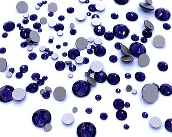 144 pcs - Purple Velvet (227) Swarovski 2058/2088 chaussures plates à dos plats en cristal, strass violets Tailles ss5, ss7, ss9, ss12, ss16, ss20, ss30