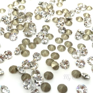 Factory Pack Swarovski 1088 XIRIUS Chaton Pointed Back Round Rhinestones clear CRYSTAL (001) PP14-SS39 (2mm to 8mm) * No Tariffs to US