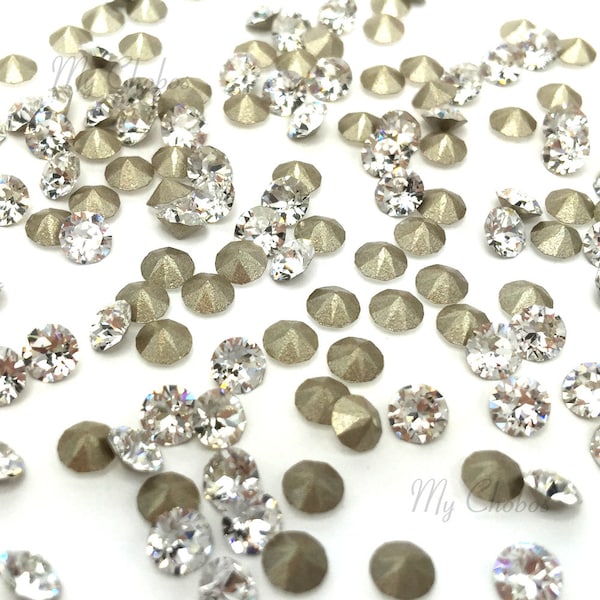 Factory Pack Swarovski 1088 XIRIUS Chaton Pointed Back Round Rhinestones clear CRYSTAL (001) PP14-SS39 (2mm to 8mm) * Free Shipping to US