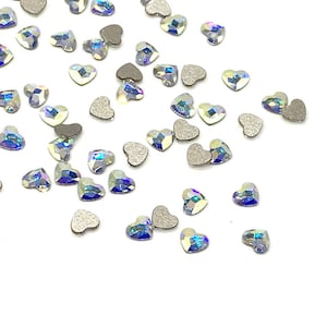 18 pcs Swarovski 2808 Heart Crystal Flatbacks No-Hotfix 3.6mm tiny nail art rhinestones CRYSTAL AB (001 AB) *Free Shipping