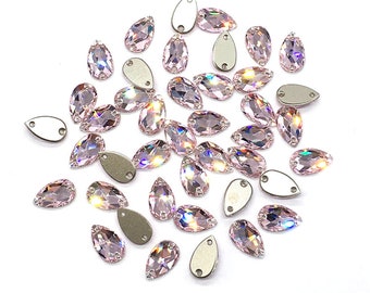 Rosaline (508) Swarovski 3230 Drop Pear Shaped Crystal Sew-on Stones Two Holes Flatbacks Rhinestones pink ** Free Shipping to US