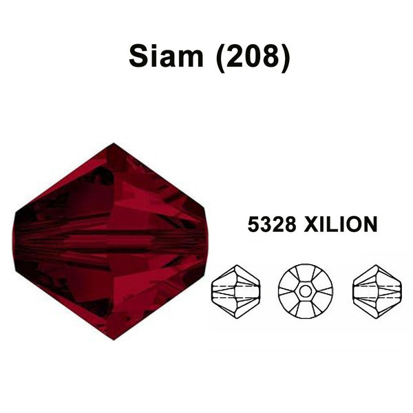 SIAM (208) dark red Genuine Swarovski 5328 XILION Bicone Beads jewelry making *All Sizes Free Shipping to US