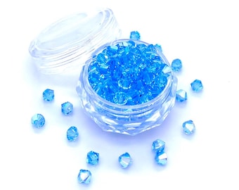 Aquamarine AB (202 ab) blue Genuine Swarovski 5328 XILION Crystal Bicone Beads jewelry making * No Tariffs to US * With Storage Case
