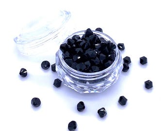 Jet (280) black Genuine Swarovski 5328 XILION Crystal Bicone Beads jewelry making * No Tariffs to US * With Storage Case