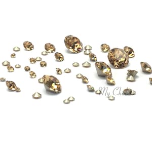 72 pcs Swarovski 1088 XIRIUS Chaton Crystal Pointed back rhinestones Light Colorado Topaz (246) gold assorted mix Sizes PP14-SS39 (2mm-8mm)
