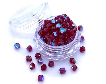 Siam Shimmer (208 SHIM) dark red Genuine Swarovski 5328 XILION Crystal Bicone Beads jewelry making * No Tariffs to US * With Storage Case