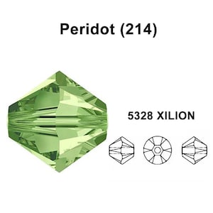 PERIDOT (214) green Genuine Swarovski 5328 XILION Crystal Bicone Beads jewelry making * All Sizes * No Tariffs to US