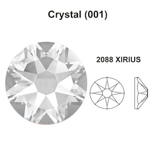 May include: A clear crystal rhinestone with a star-shaped facet pattern. The rhinestone is labelled "2088 XIRIUS".