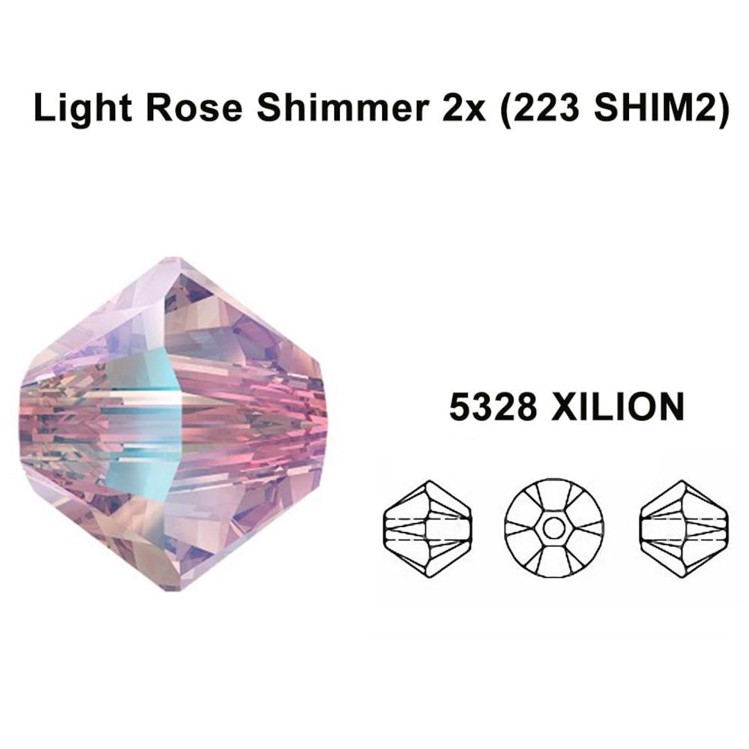 Light Rose Shimmer 2x (223 SHIM2) Pink Genuine Swarovski 5328 XILION ...