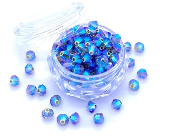 Black Diamond AB 2x (215 AB2) Genuine Swarovski 5328 XILION Crystal Bicone Beads jewelry making * No Tariffs to US * With Storage Case