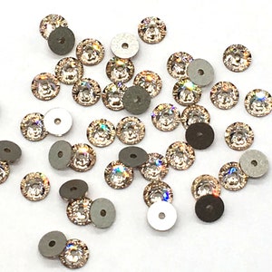 Soie claire (261) beige Swarovski 3188 XIRIUS Lochrose cristal rond pierres à coudre 3 mm 4 mm 5 mm Trou central strass Costume de danse DIY