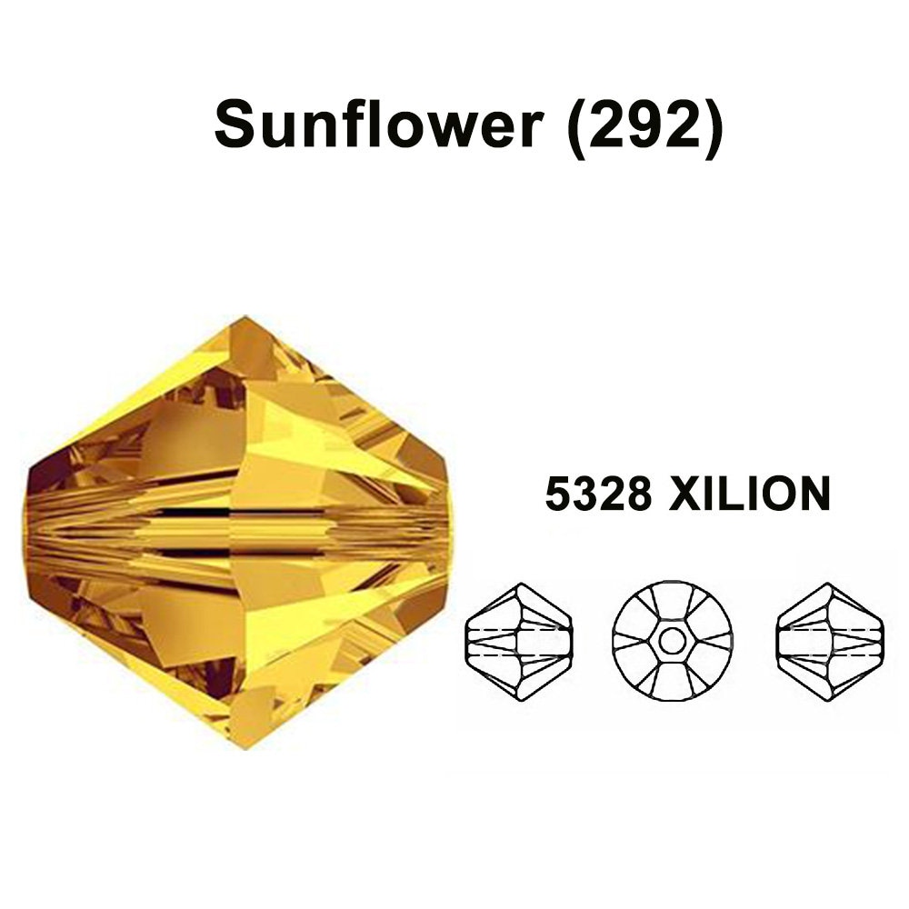 Sunflower (292) yellow Genuine Swarovski 5328 XILION Crystal Bicone Beads jewelry making * All Sizes * No Tariffs to US