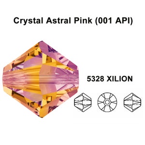Crystal Astral Pink (001 API) orange Genuine Swarovski 5328 XILION Crystal Bicone Beads 6mm jewelry making * All Sizes * No Tariffs to US