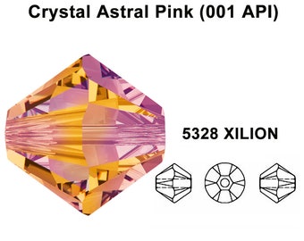 Crystal Astral Pink (001 API) orange Genuine Swarovski 5328 XILION Bicone Beads 6mm jewelry making *All Sizes Free Shipping to US