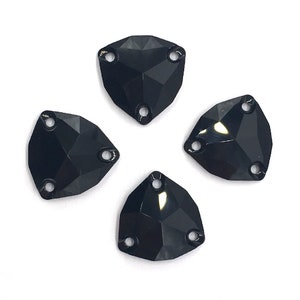 Jet (280) Swarovski 3272 Trilliant Shaped 16mm Sew-on Stones Three Holes Flatbacks Rhinestones black 2 pieces DIY dance dress costume