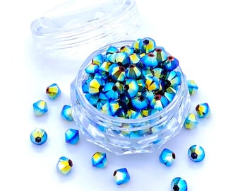 Jet AB 2x (280 AB2) Genuine Swarovski 5328 XILION Crystal Bicone Beads jewelry making *No Tariffs to US *With Storage Case