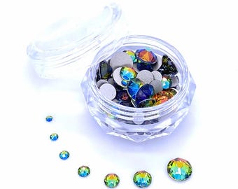 144 pcs - Crystal Vitrail Medium (001 VM) Swarovski 2058 / 2088 Flatbacks Assorted Mixed Sizes 2mm to 6mm nail art * With Storage Case