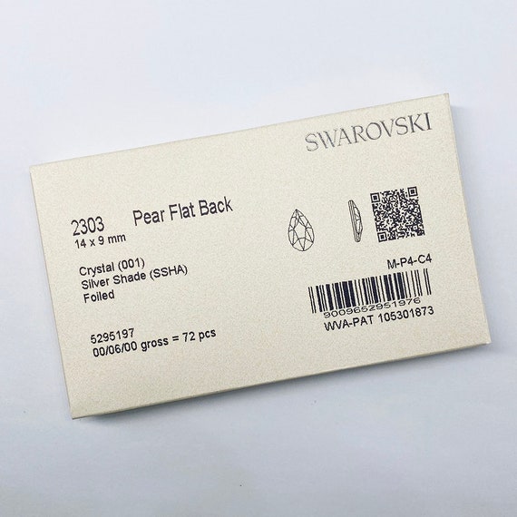 4個 - スワロフスキー 2303 ペアドロップ フラットバック ノー
