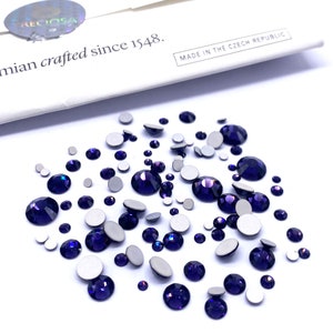 Preciosa MAXIMA Flatbacks 100 pieces Assorted Mixed Sizes 2mm to 6mm Purple Velvet (20490) Rhinestones No-Hotfix Nail Art violet