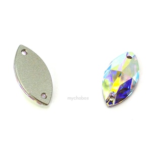 Crystal AB (001 AB) Swarovski 3223 Navette Shaped Sew-on Stones Two Holes Flatbacks Rhinestones * All Sizes * No Tariffs to US