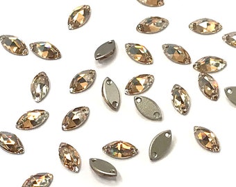 Crystal Golden Shadow (001 GSHA) Swarovski 3223 Navette Shaped Sew-on Stones Two Holes Flatbacks Rhinestones gold ** Free Shipping to US